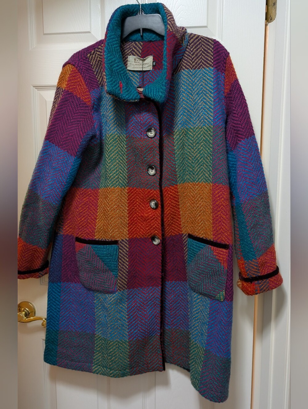 NWT aran sweater market Emma Tweed Herringbone Coat DONEGAL RED Size XL Wool